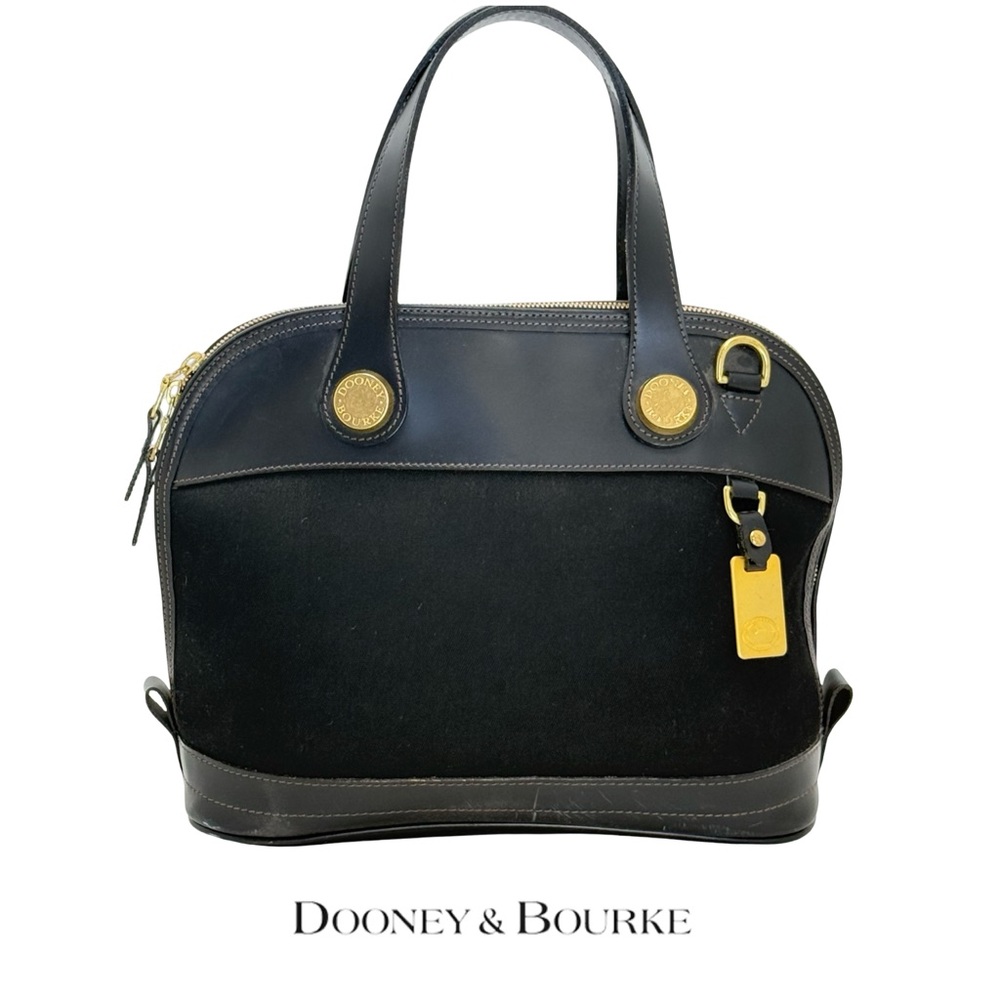 Vintage Dooney & Bourke Cabriolet Canvas & Leather Dome Satchel Made in USA